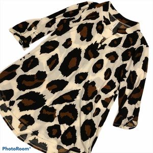 Honey Me Leopard 3/4 Sleeve Tunic Blouse